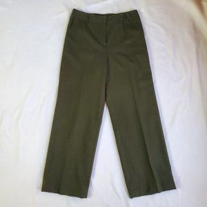 Talbots Sz 8 Dk Green Wool Blend Dress Wide Leg Trouser Pants Womens